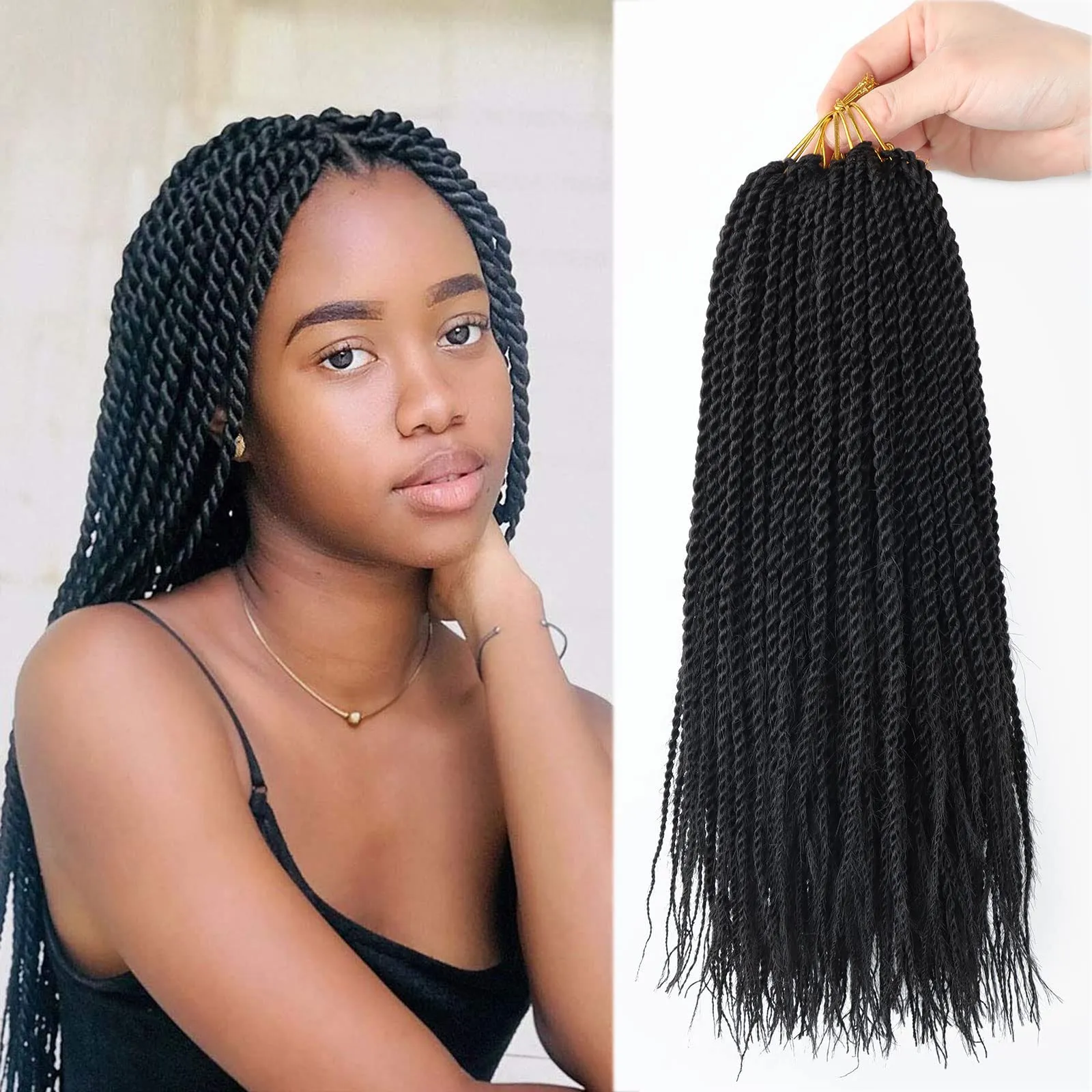 Trecce senegalesi all'uncinetto per capelli intrecciati 14 18 22 pollici piccoli intrecci all'uncinetto intrecciati capelli acconciature senegalesi per donne nere