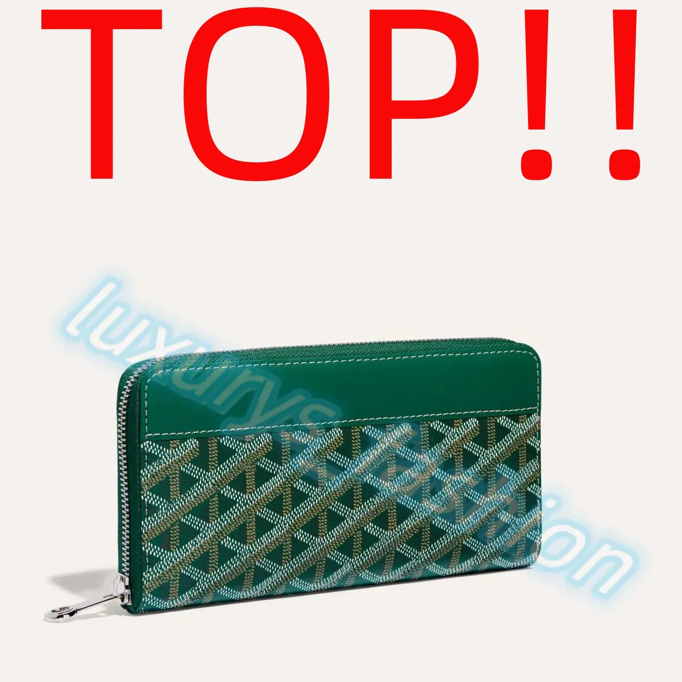 أعلى المحافظ. أخضر. Matignon GM Long Wallet Designer حامل CASE CASE POCHETTE