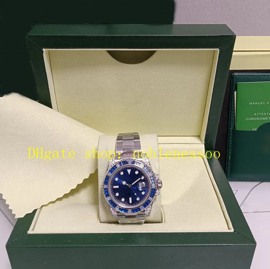 With Box Mens Super Watch for Real Photo Men's 40mm Blue Dial Diamond Bezel 116659 904L Steel Bracelet Automatic 2836 Movement Sport Mechanical Dress Watches