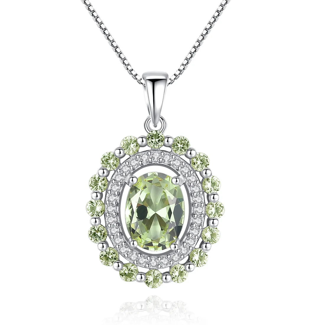 Olivine pendentif collier bijoux mode européenne femmes Micro ensemble Zircon S925 argent boîte chaîne collier collier chaîne femmes fête de mariage saint valentin cadeau SPC