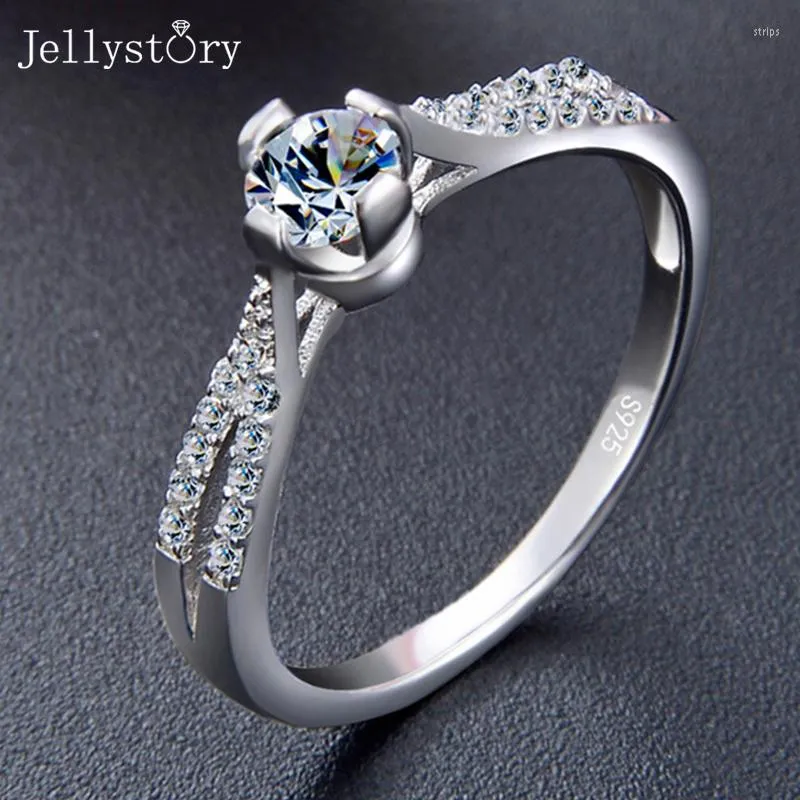 Cluster Rings Jellystoey Women Fashion Ring For Wedding Engagement Jewelry 925 Sterling Silver Korean Style Simple Present Wholesale