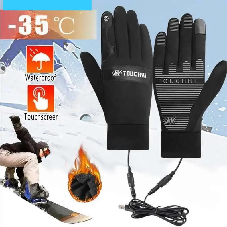 Cinco dedos luvas cinco dedos luvas usb aquecido gs impermeável touchsn inverno snowboard resistente à água ao ar livre cam esqui motociclismo otmx5