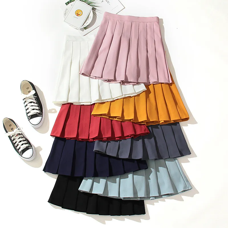 Skirts High Waist Pleated Skirts Kawaii Harajuku Skirts Women Girls Lolita A-line Sailor Skirt Large Size Preppy School Uniform 230413