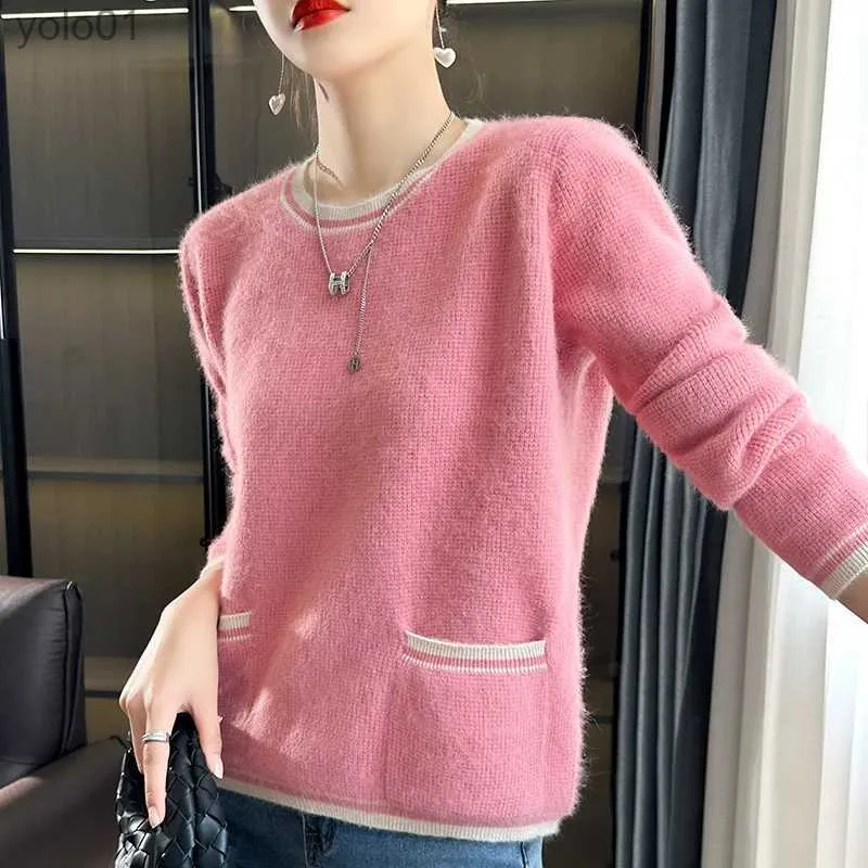 Kadın Sweaters Yeni Kadın Giyim Kaşmir Kazak O-Neck Örgü Kazak Moda Sonbahar ve Kış Gevşek Kalın Sıcak Topl231113