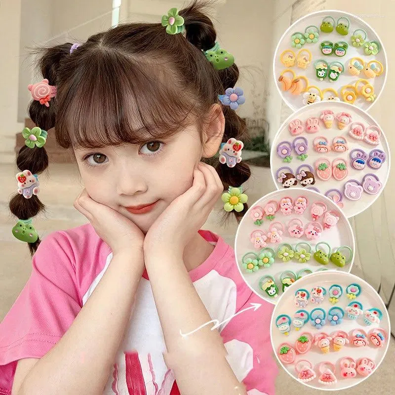 Hair Accessories Children 20Pcs/Lot Cartoon Cute Flower Rubber Rope Durable Elastic Band Small Thumb Circle Girls Headdress