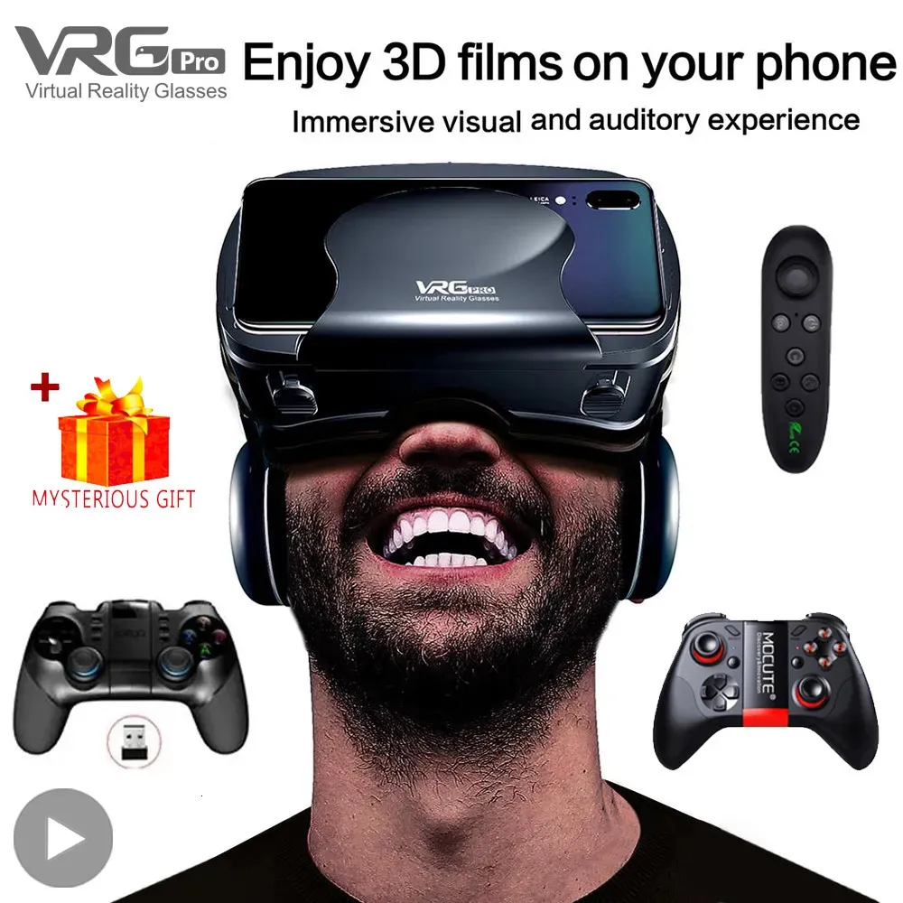 VRAR ACHESORISE VRG Pro 3D Virtual Reality VR OKielnictwo Urządzenia słuchawkowe Viar Goggles Hełmowe soczewki Smart do telefonu Smartfony Kontrolery Przeglądacza 231113