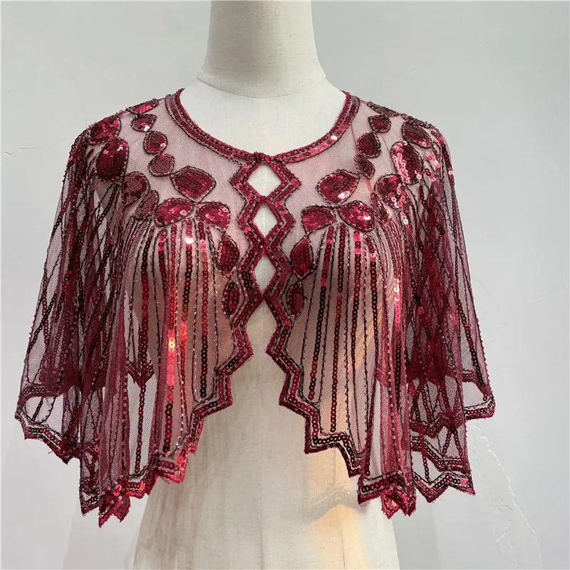 Vintage Flapper beaded shawl with Sequin and Beading - Perfect for Gatsby Parties and Dress Accessories (230413)