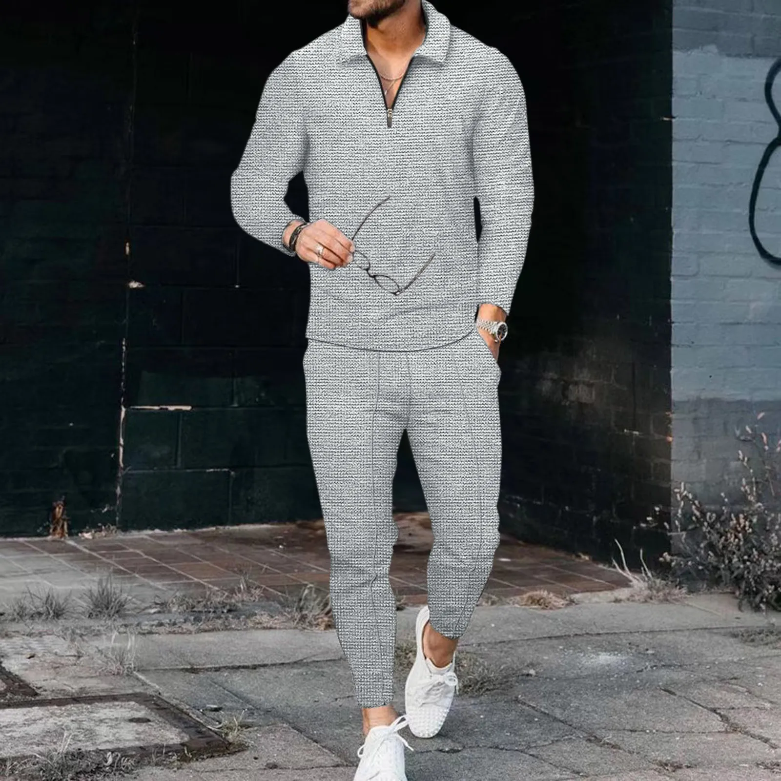 Men Polo Gray Sweatsuit Mens Polo Tracksuits Premium 2-Piece