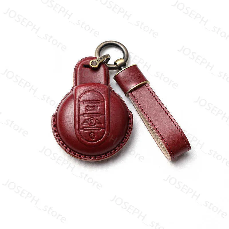 Handgemachte Leder-Auto-Key-Case-Abdeckung Schlüsseltasche für BMW Mini  Cooper mit Schutzschlüsselring Zubehör Auto-Styling (grün / rot)