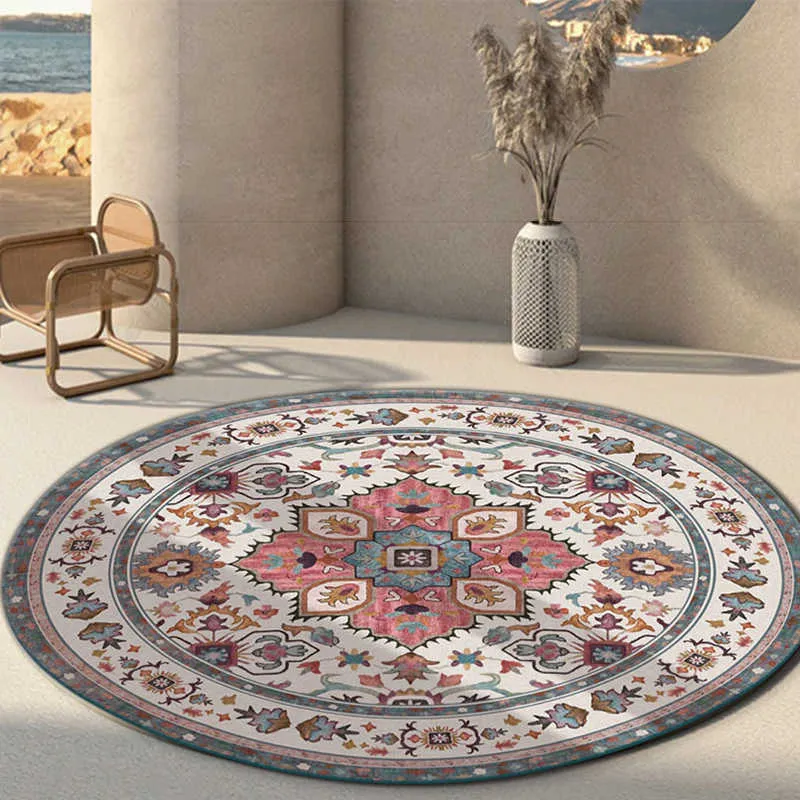 Carpets Round Carpets for Living Room Vintage Floral Large Area Home Decor Luxury Bohemian IG Exotic Art Soft Bedroom Polyester Rugs W0413