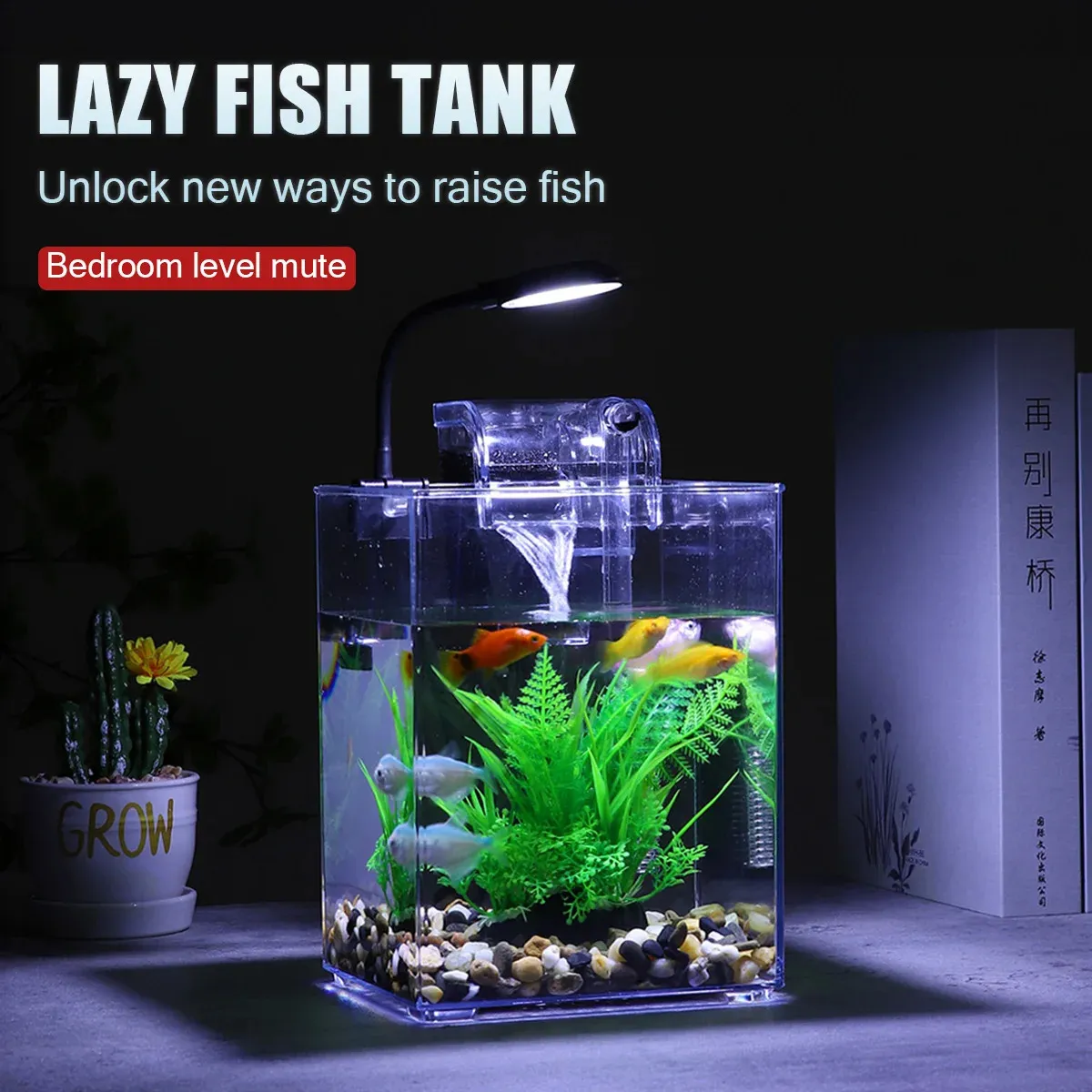 Aquaria USB Desktop Fish Tank Set - Eenvoudig te installeren - Mute voor slaapkamer Kantoor Verjaardagscadeau Kindercadeau 231113