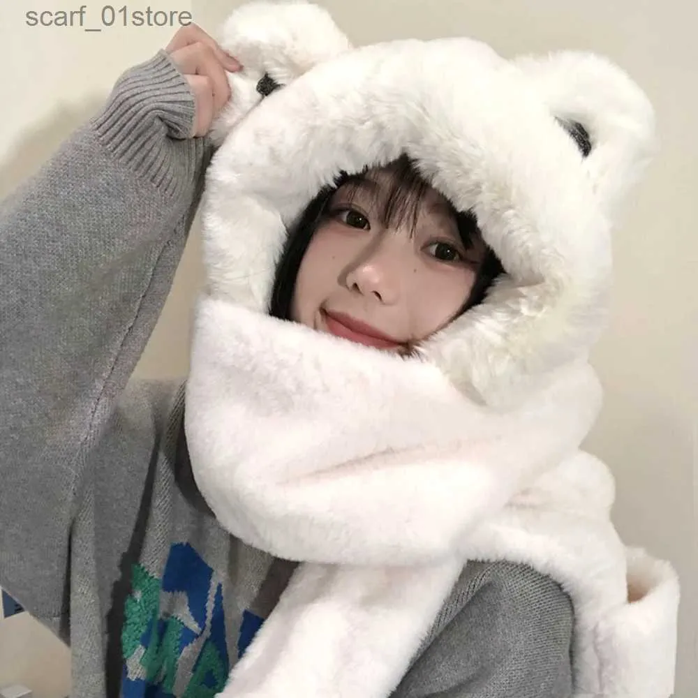 Cute Plush Multi-Use Hat Scarf Set: Stay Cozy in Style with Winter ...