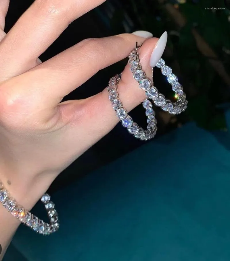 Stud Küpeler Avrupa Amerikan Modası Zirkon Renkli Kristal Yuvarlak Büyük Çember Kadınlar Mujer Mücevher Drop