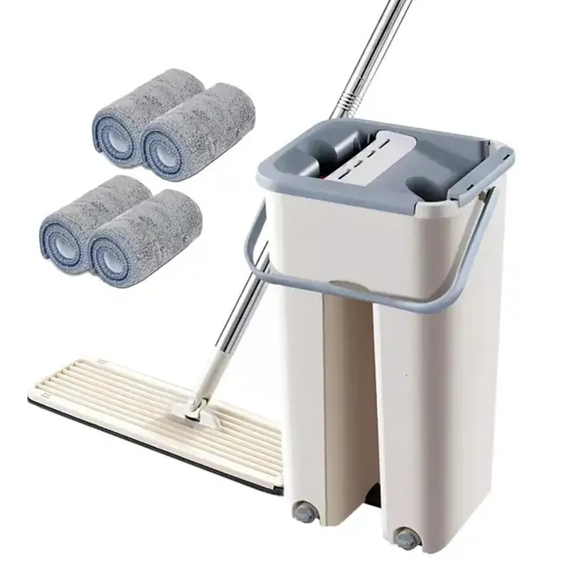 MOPS Golv Mop Ultrafine Fiber Squeezing Mop med hinkduk som pressar och rengörs badrumsmopp för rengöring av golv och hushållskök 230412