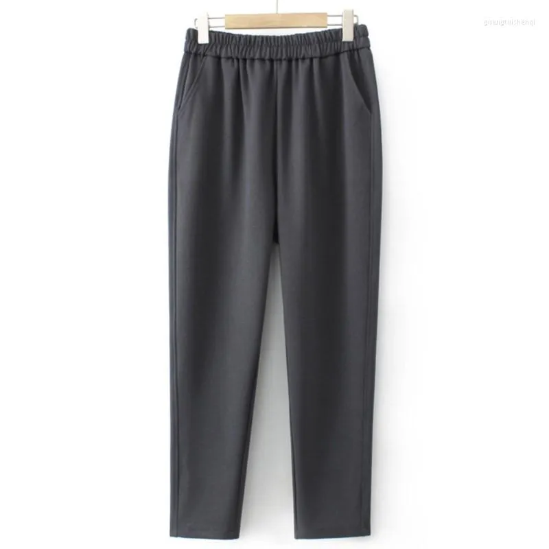 Pants 4XL Plus Size Harem Women 2023 Spring Elastic Waist Stretch Bottoms 3D Cut Twill Knit Trousers Oversized Curve Clothes