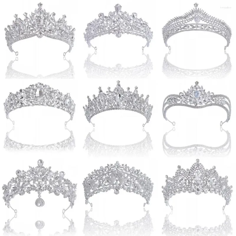 Klipsy do włosów barokowy luksusowy srebrny kolor kryształowy tiar ślubny koronowy konkurs koncertu