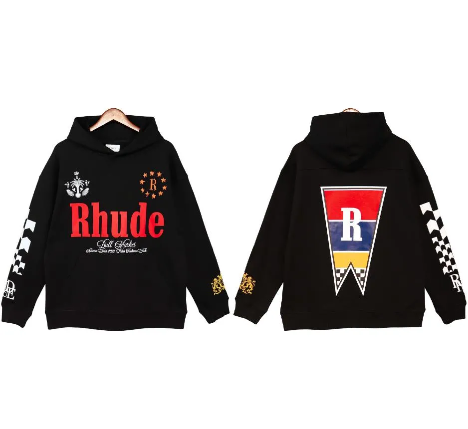 Sudaderas rhude rhude de la marca de lujo con capucha de manga larga para hombres de moda para mujeres suéter de hip hop tops de marca de lujo sudaderas