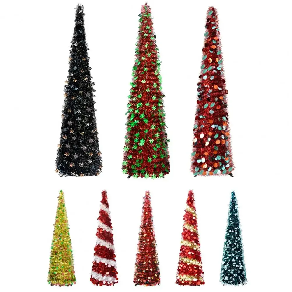 Christmas Decorations Practical Artificial Christmas Tree Reusable Collapsible Christmas Tree Ornament Scene Layout Xmas Party Tinsel Pencil Tree 231113