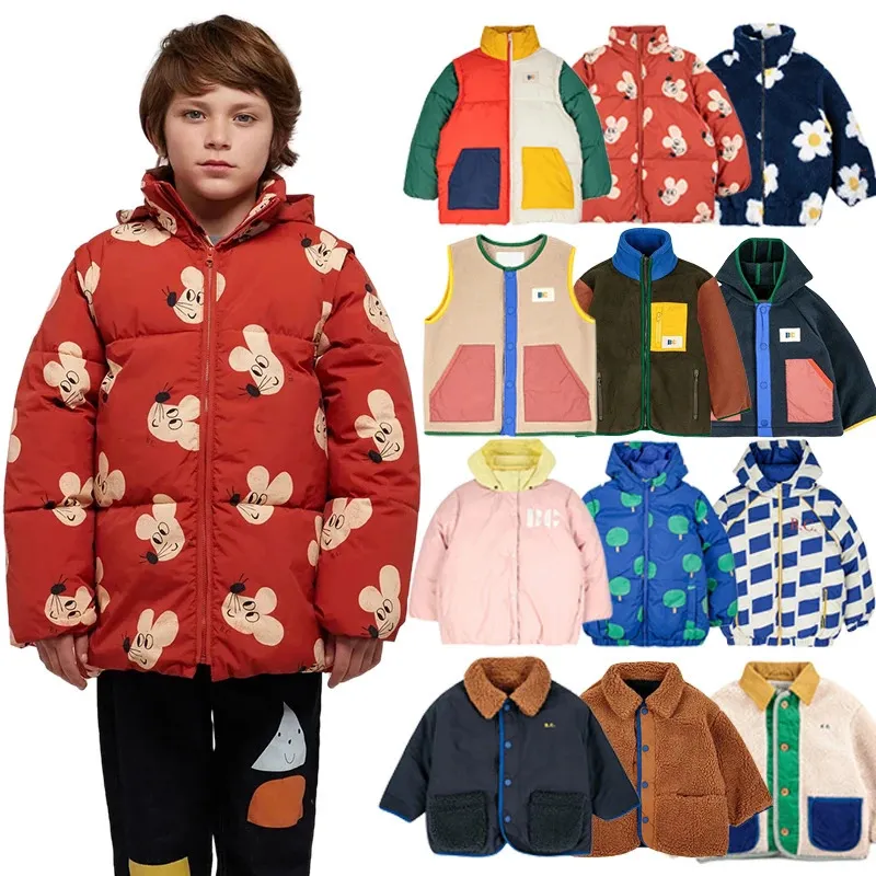 다운 코트 겨울 소년 후드 코튼 재킷 어린이 어린이의 옷 면봉 옷 소녀 두껍게 따뜻한 면화 옷 231113