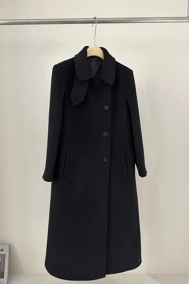 Elegant Women's Wool Coat Loose Fit, Stand Collar, Skirted Silhouette,  Slimming Design, Premium Quality, Winter Outerwear Buy Now!