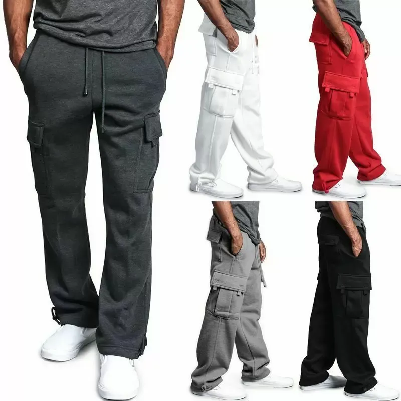 QNPQYX New Mens Cargo Pants ركض من القطن سراويل العرق سراويل تجريب سروال فضفاض