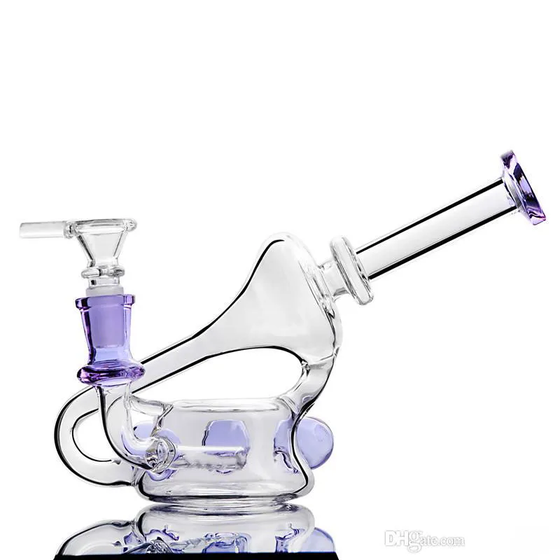 Purple Matrix Perc Bong Dab Rig Tube Bong en verre 14mm Bol commun avec bangs à eau en verre