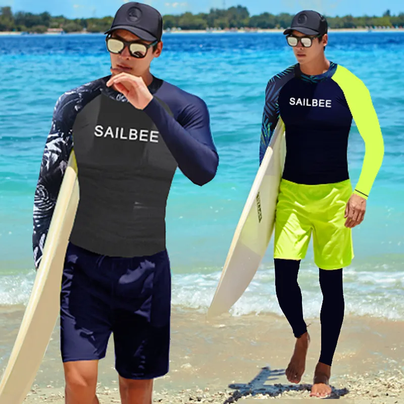 Męskie stroje kąpielowe Sailbee Men UV ochrona stroju kąpielowego Swim Swim strój kąpielowy Męskie Rashguard Surfing Surfing Surf Shirt do pływania żagla Drop statek 230412