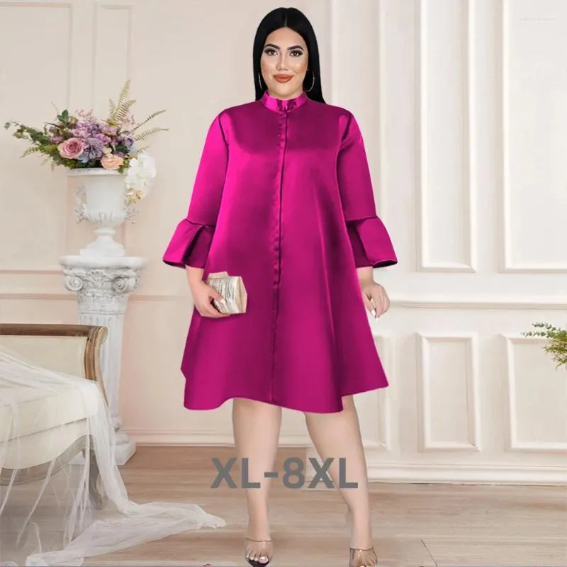 Robes de grande taille Robe large pour femmes Satin Maxi mode tenue élégante formelle luxe longue Robe ample 2023 été 3xl 4xl 5xl 6xl