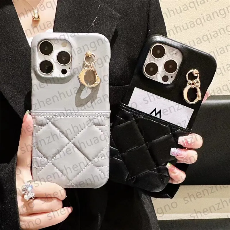 حالة هاتف مصمم فاخر لـ iPhone 15 Pro Max Cases Apple iPhone 14 13 12 Cover Cover Froofchproof Case with Card Pocket Passion Leather Plaid Pstyn
