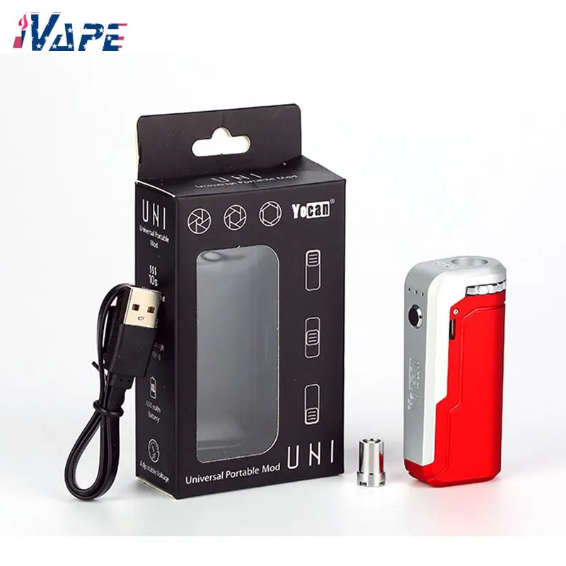 Yocan UNI Box Mod Embutido 650mAh Pré-aquecimento VV Tensão Ajustável Ecig Mods Para 510 Cartucho Vape de Óleo Grosso