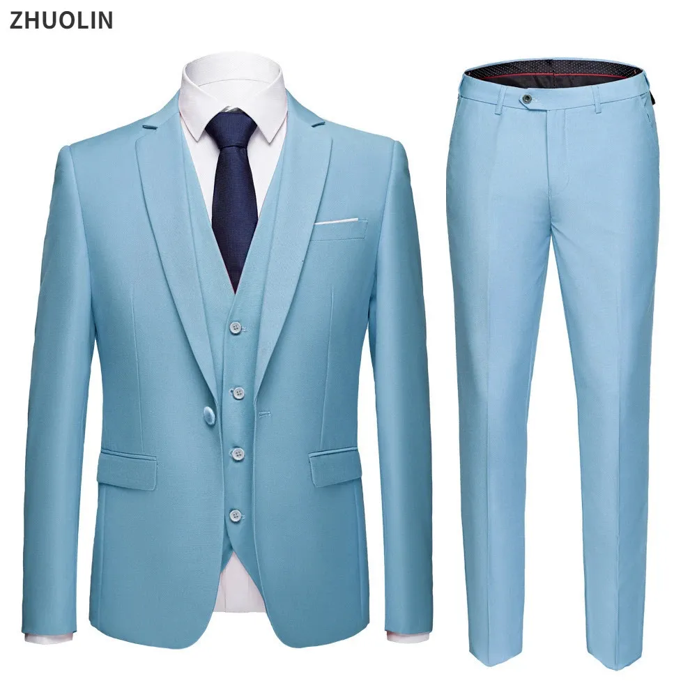 Costumes pour hommes Blazers Hommes Blazers Ensemble 3 Pièces De Mariage De Luxe 2 Costume Élégant Veste Complète Pantalon Conception Dernier Gilet D'affaires Slim Fit Manteau Pantalon 231113