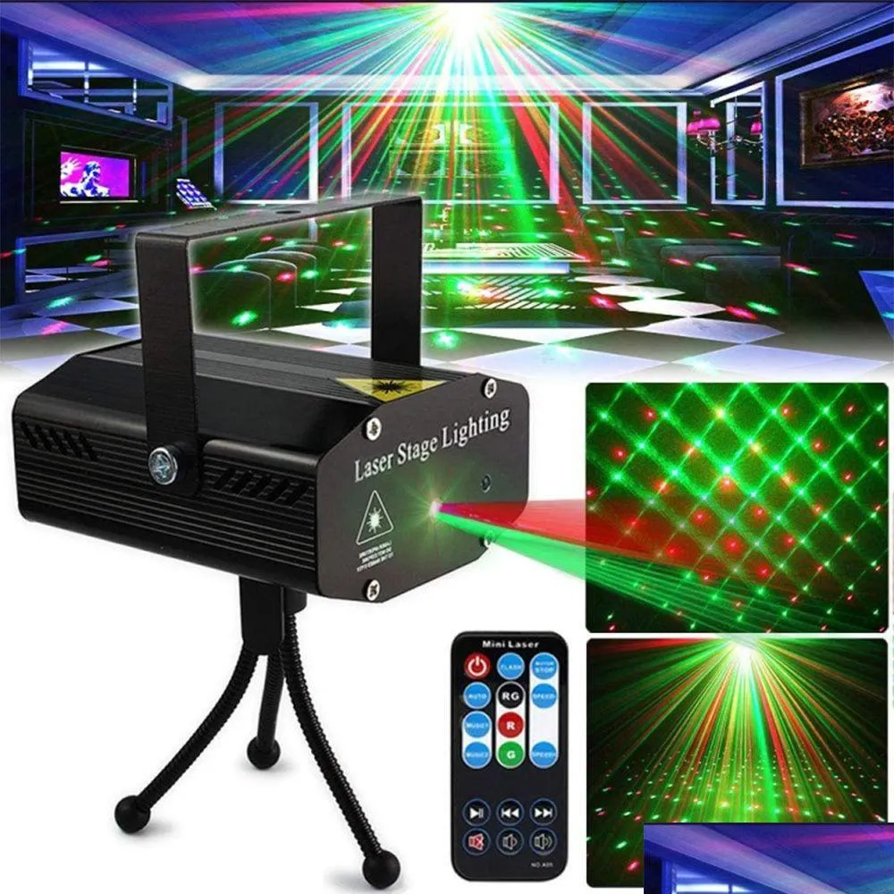 Autres accessoires d'éclairage de scène Accessoires de flash Télécommande portable LED Light Dj Disco Projecteur Laser Lights Sound activé pour Christm Otdd8
