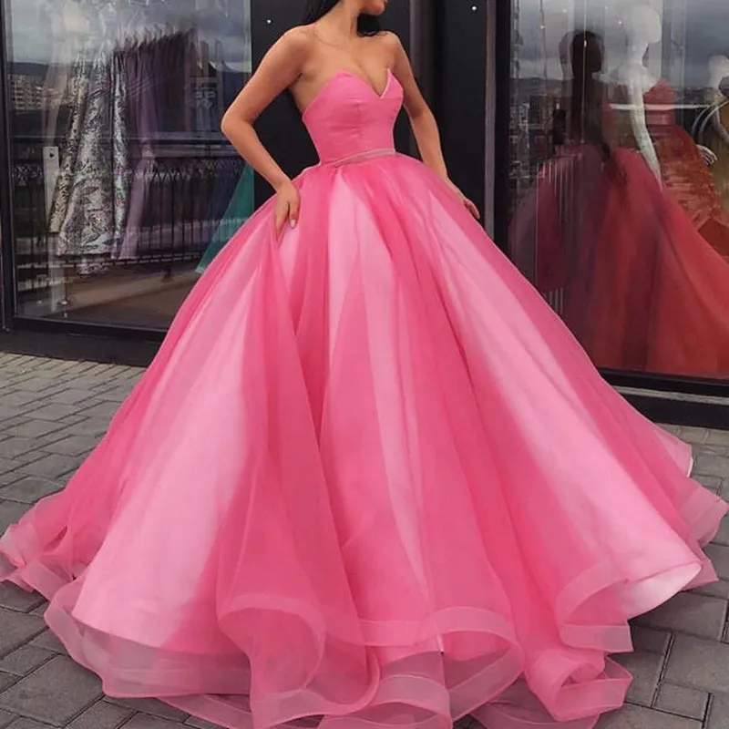 Vestidos De Quincea era Princesa Sexy Escote En V Profundo Sin