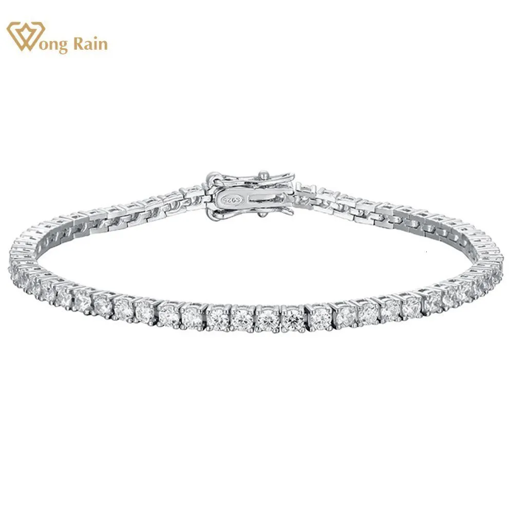 Chaîne Wong Rain Hip Hop Rock 925 Sterling Silver 2.5MM Créé Gemstone Tennis Chaîne Bracelets Pour Hommes Et Femmes En Gros 230412