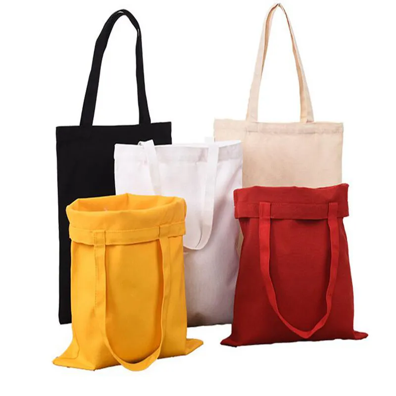 50pcs/lote 4 Bolsas de compras em branco de lona cor em branco