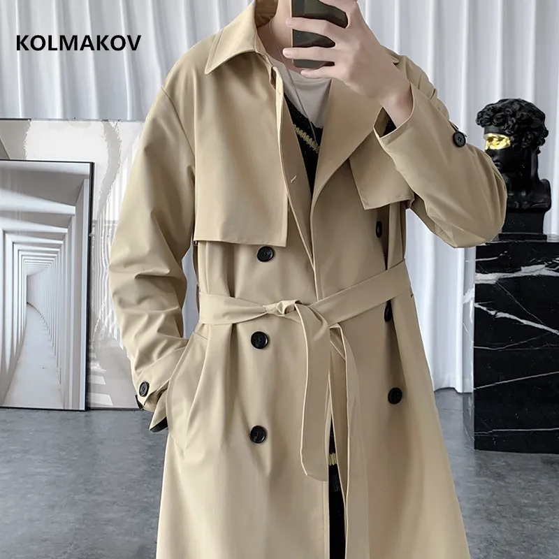 Herrgravrockar Ankomst Autumn Fashion Coat Män Högkvalitativ dubbelbröst Trenches avslappnade jackor i full storlek M5XL 230413