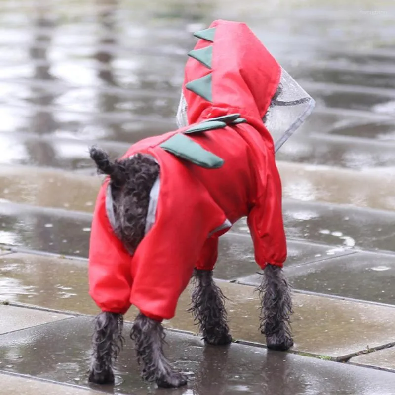 Abbigliamento per cani Impermeabile Giacca antipioggia impermeabile staccabile per cani Abbigliamento resistente all'acqua Cappotto con cappuccio a 4 gambe per