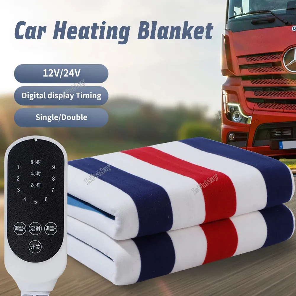 Electric Blanket Electric Blanket in Car 12/24VThickened Heating Double Layer Household Intelligent Timing Heating Blanket Thermostat Heating Pad 231110