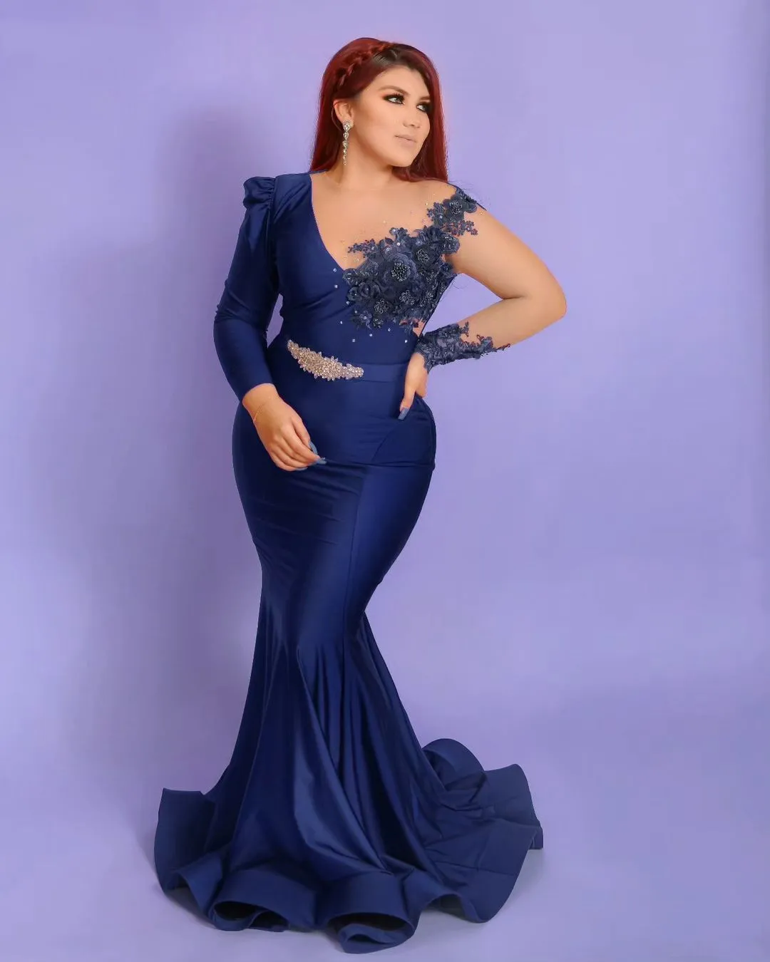 2023 nov Aso Ebi Arabiska spetspärledade sjöjungfru Mor till bruden klänningar Satin Evening Prom Formal Party Birthday Celebrity Mother of Groom Gowns Dress ZJT015