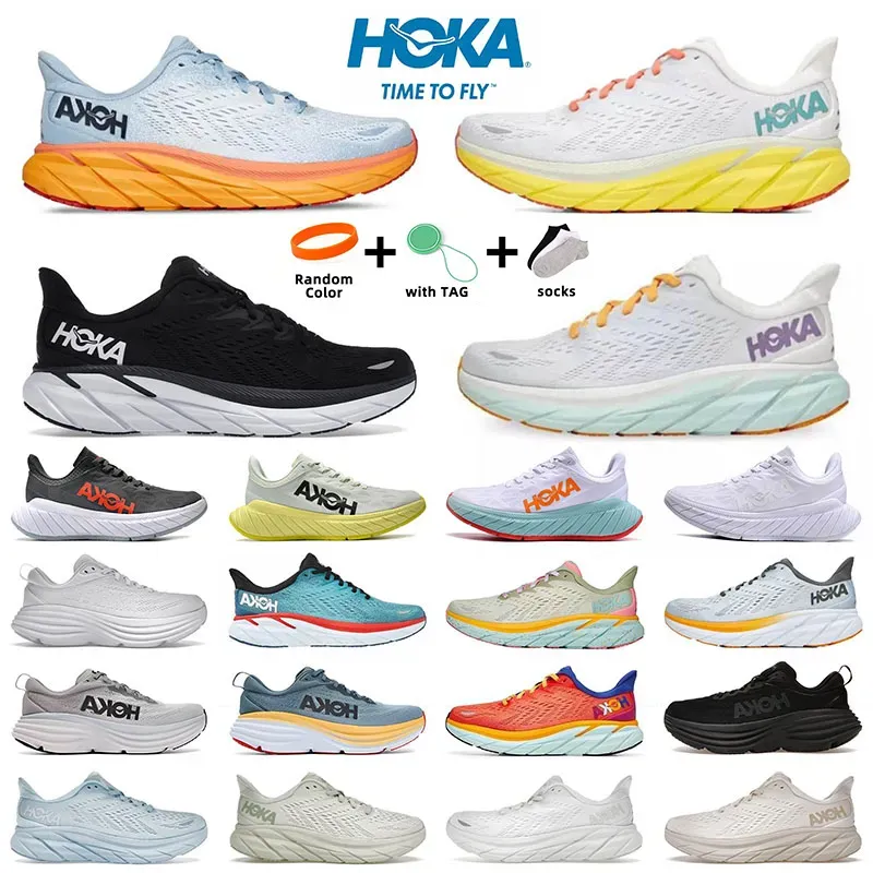 Hoka One One Clifton Running Shoes, Sports Hokas Bondi On Cloud Mist  Black White Carbo x2 Free People Designer Athletic Mens Women Trainers  Sports - Main Image