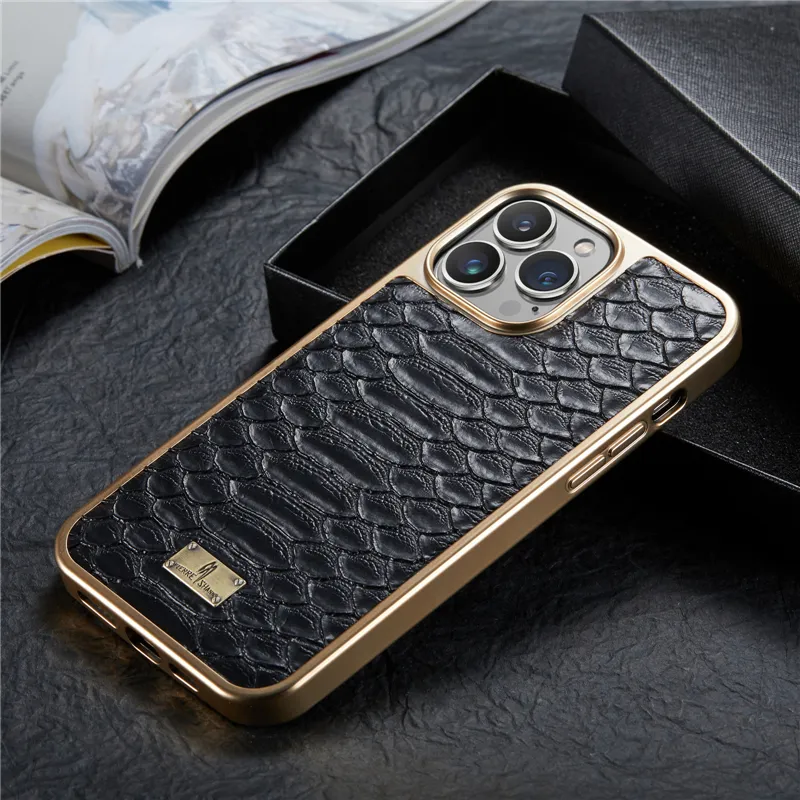 Custodia per telefono Vogue di lusso con motivo pitone per iPhone 15 Plus 14 13 12 11 Pro Max Durevole Robusta Elegante Protezione completa Stampa serpente Placcatura in pelle Cover posteriore Antiurto