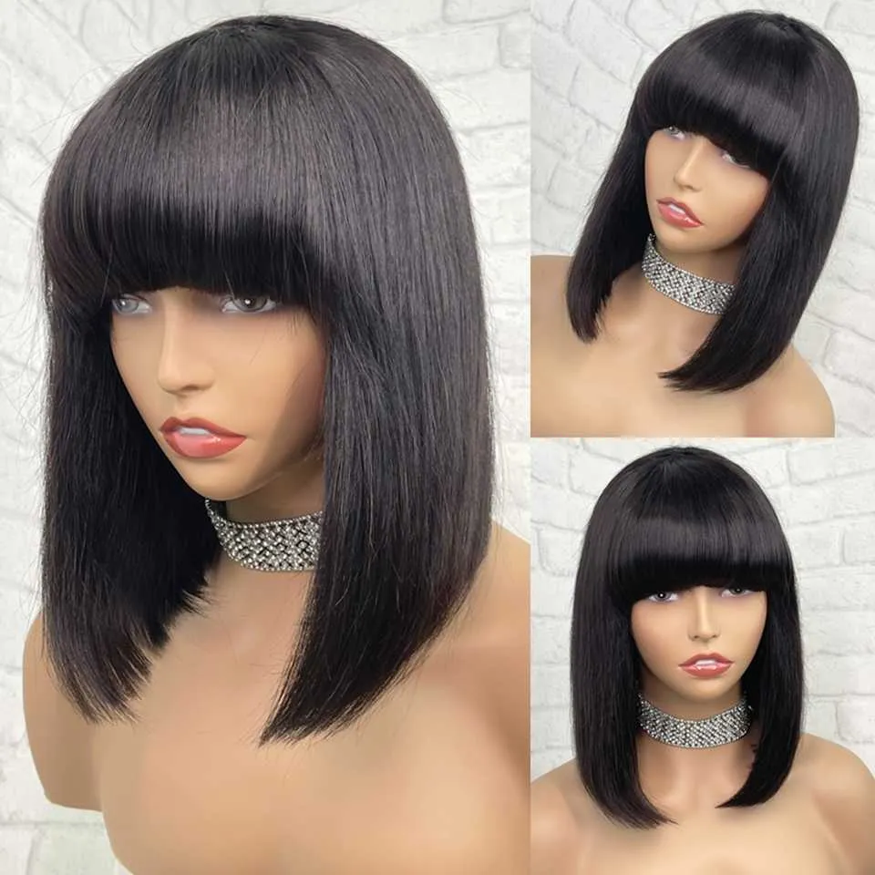 Hair Wigs Golvend Menselijk Haar Pruiken Met Bone Rechte Bob Braziliaanse Remy Losse Golf Volledige Machine Gemaakt 250% Dichtheid Voor Zwarte Vrouwen 230413