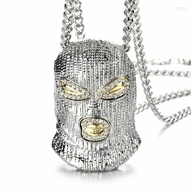 Hanger kettingen hiphop csgo ketting rotsstijl bling out rhinestone gouden kleur zwart masker charmeren charme mannen sieraden cadeau morr22