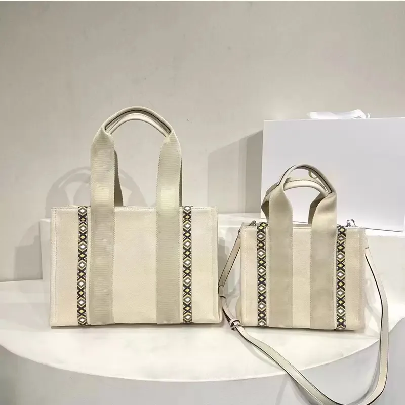 Fashion Women Shopping bag High Fashion Linen large beach bag Luxury Designer Travel Angled Shoulder Bags