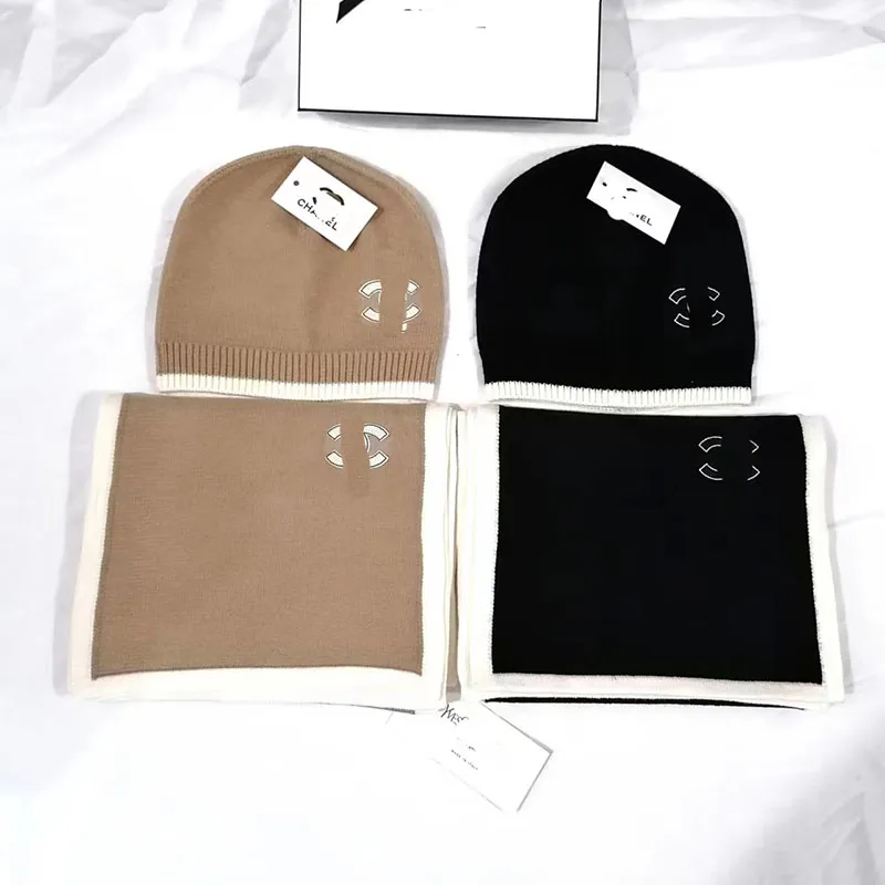 Designer-Mütze, Strickmütze, Designer-Beanie-Mütze, Herren-Herbst-Winter-Mütze, Luxus-Mütze, lässig geschnittene Strickmütze, zweiteiliges Set