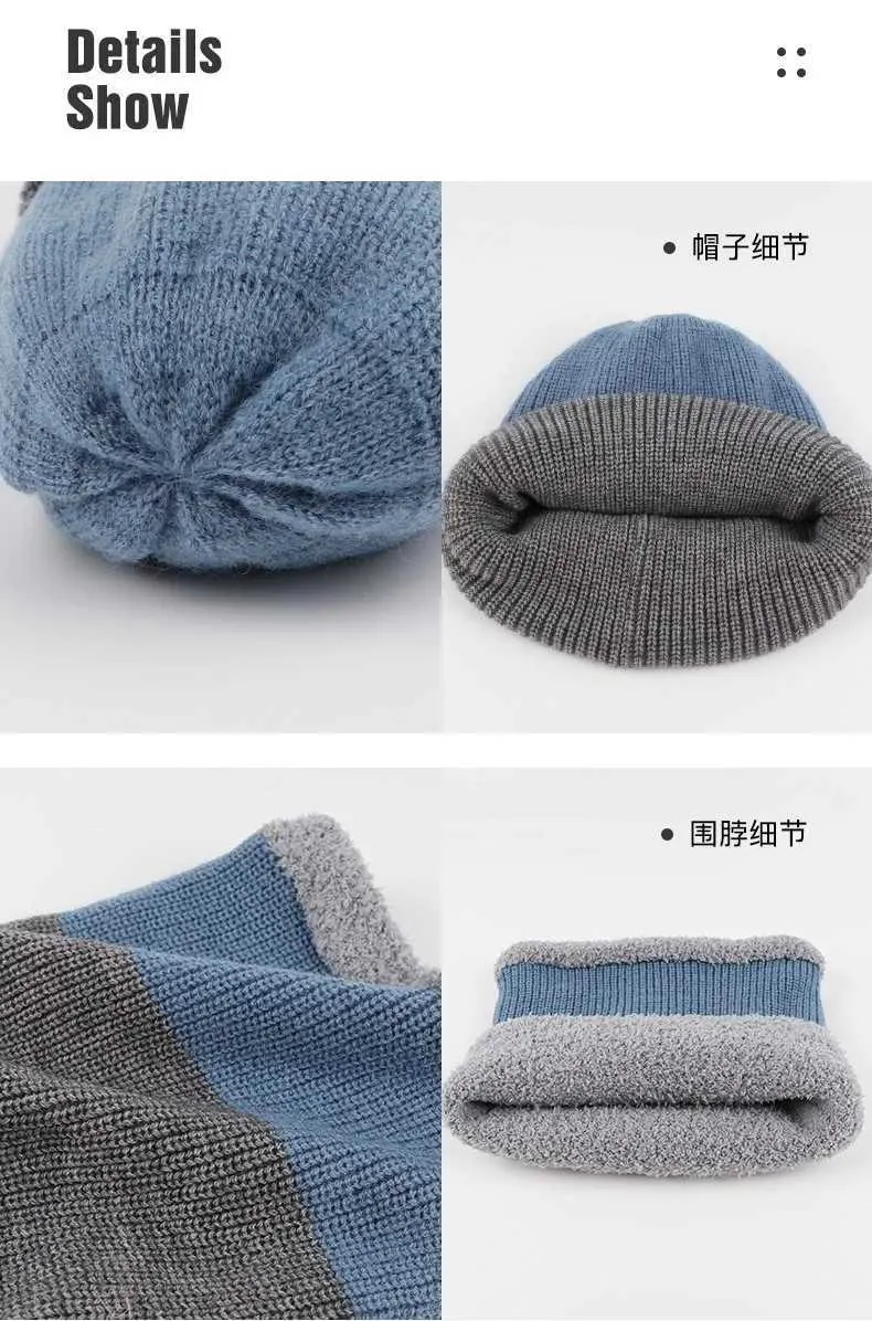 Charmingjolly Winter Warm Knitted Gs Hat Scarf Alpaca Double-sided Thermal Ear Protection Men Three-piece Set Winter Scarf For Women Free Shipping