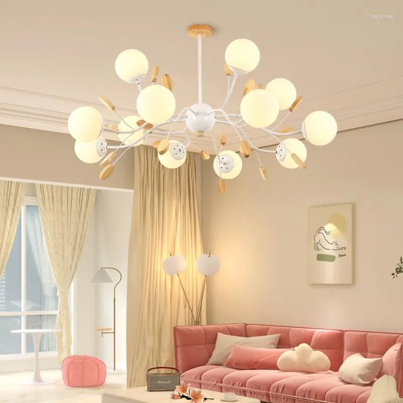 Chandeliers Nordic Minimalist Living Room Natural Solid Wood Lamps Modern Home Decor Bedroom Dining Table Chandelier