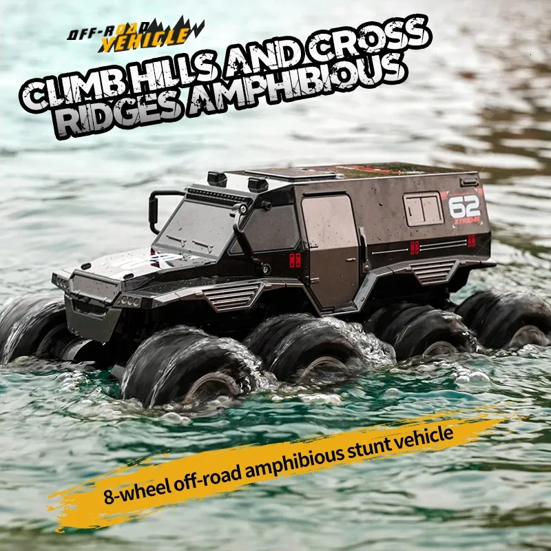 ElectricRC Auto Q137 RC Offoad Amfibisch Stuntvoertuig 8 wielsnelheid Racing Truck Waterdichte Crawler 24G Afstandsbediening Kinderen Speelgoed 231110