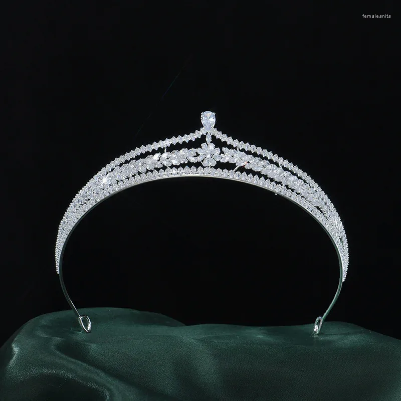Pinzas para el cabello Tiara y corona de lujo para mujer Circonia cúbica CZ tocado nupcial accesorios de joyería de boda fiesta de graduación coronas de novia