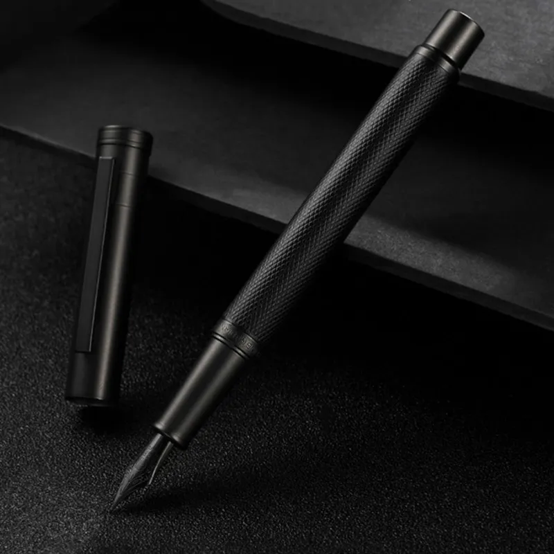 Фонтановые ручки Hongdian Black Forse Metal Fountain Pen Black gffent nib красивая текстура текстуры